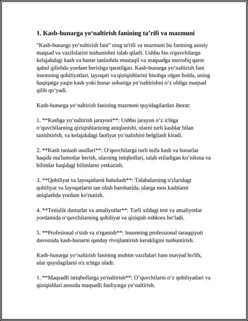 KASB-HUNARGA YO‘NALTIRISH FANINING MAQSAD VA VAZIFALARI, UNING TARIXIY TARAQQIYOTI 3