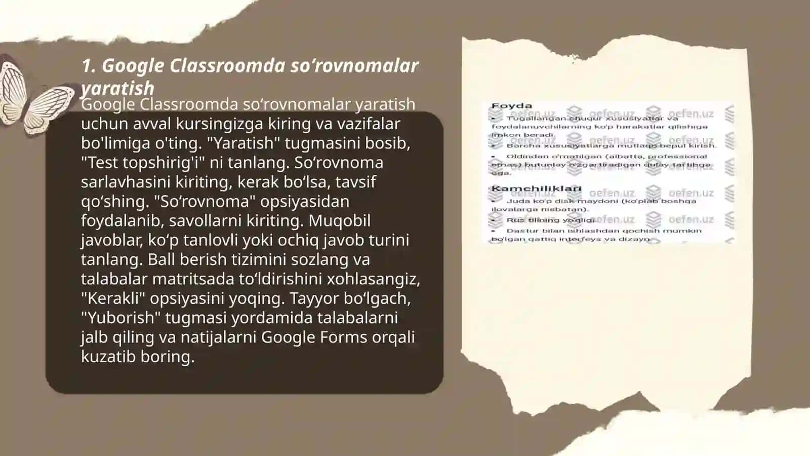 Google Classroom Anketa va Test Dasturlari 3