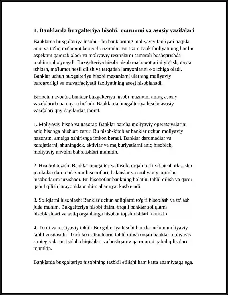 BANKLARDA BUXGALTERIYA HISOBINING MAZMUNI VA UNI TASHKIL ETISHNING AHAMIYATI 3