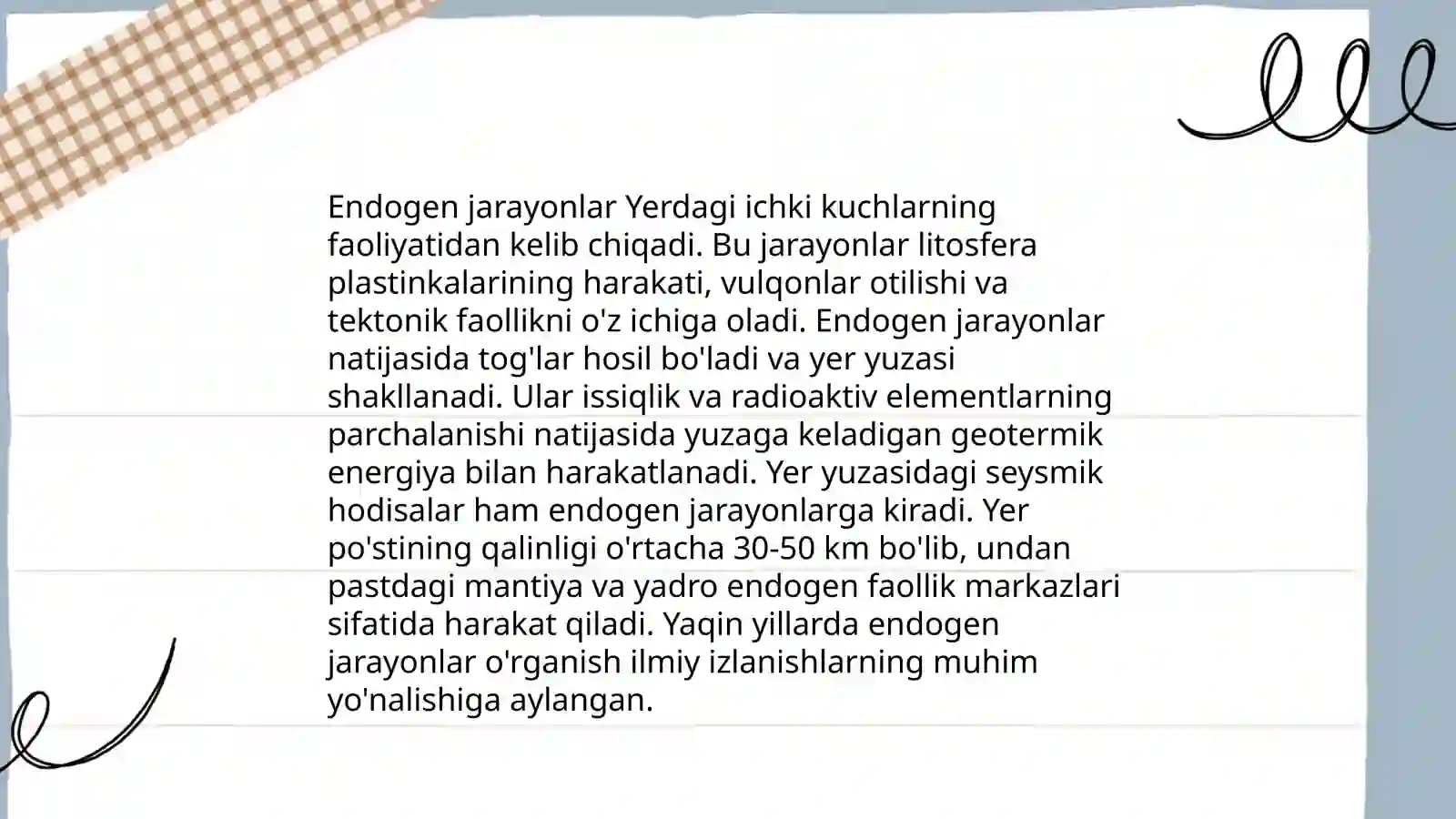 Endogen va ekzogen jarayonlari geokimyosi 3