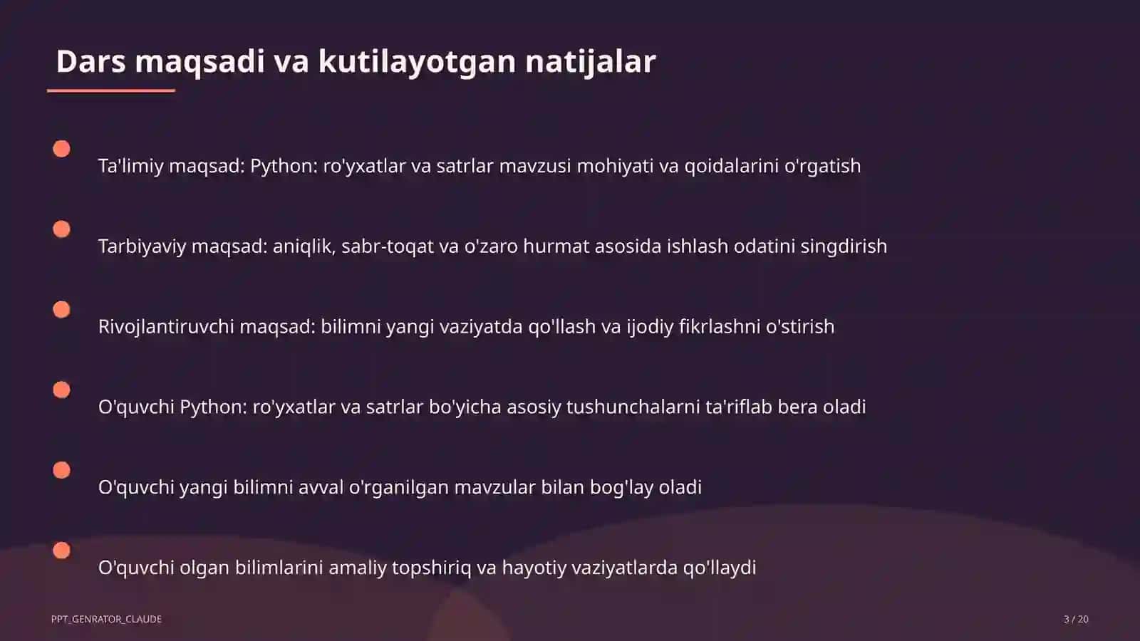 Python: ro'yxatlar va satrlar (9-sinf) 3