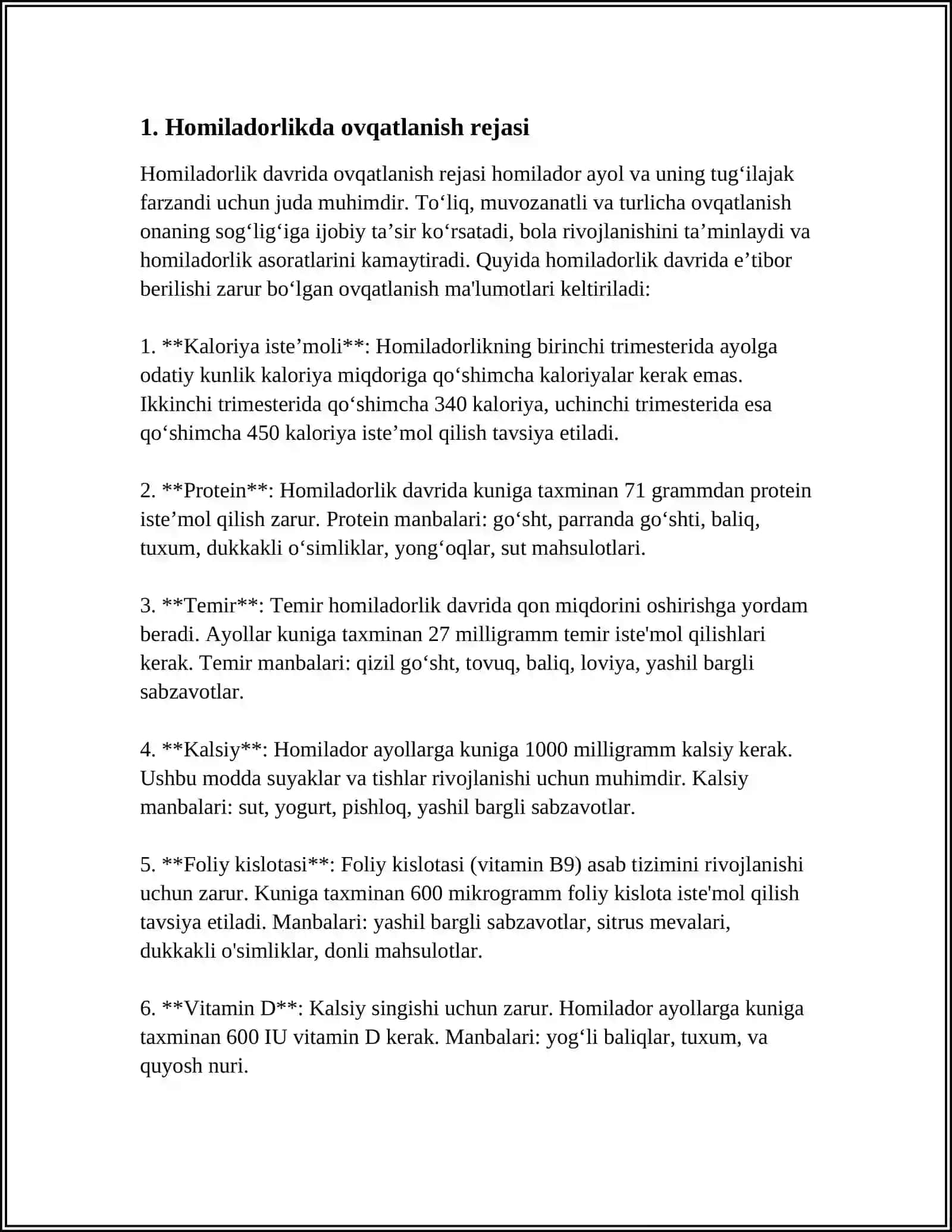 HOMILADORLAR AYOLLARNI PARVARISHLASH 3