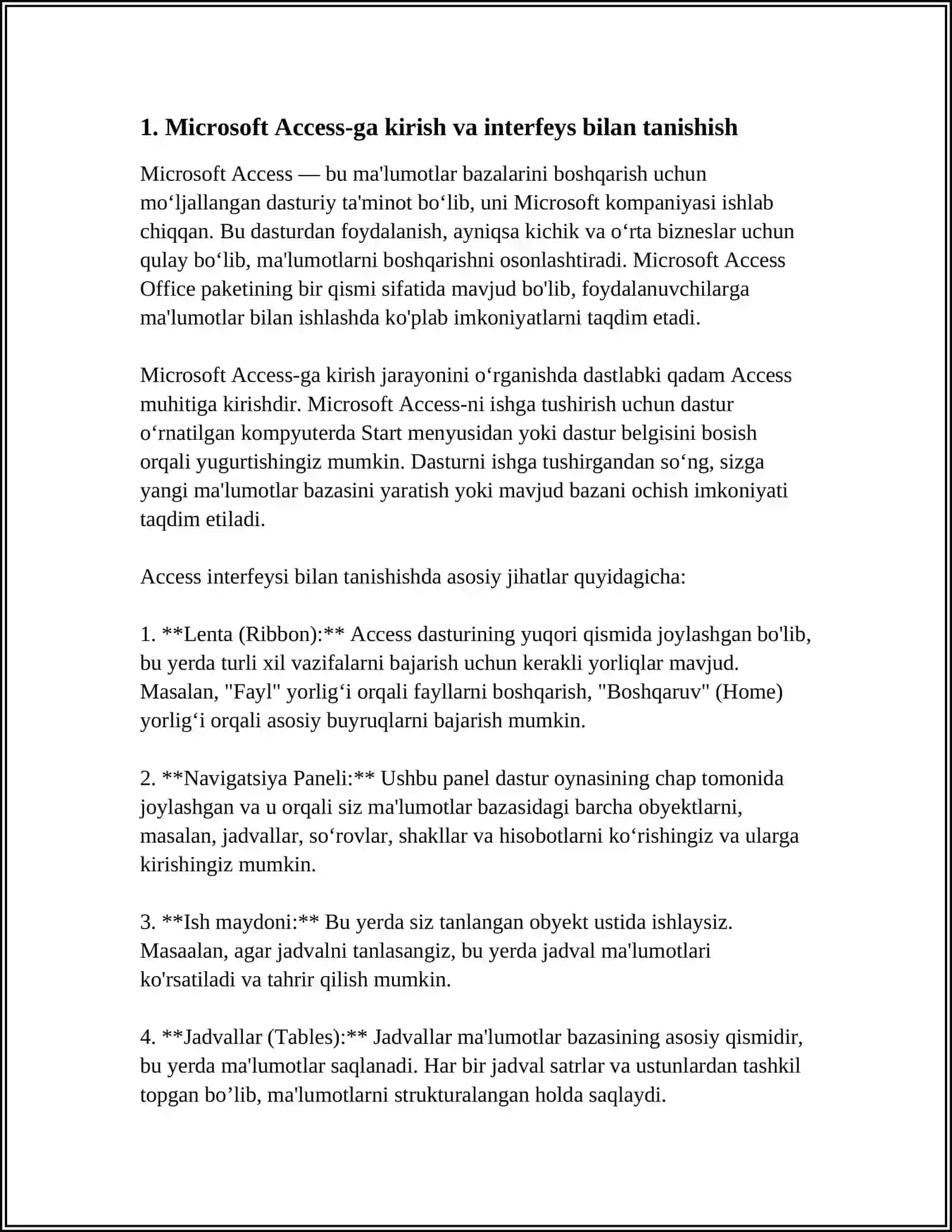 ACCESS DASTURIDA MAʼLUMOTLAR BAZALARINI YARATISHNING ASOSIY USULLARI VA VOSITALARI 3