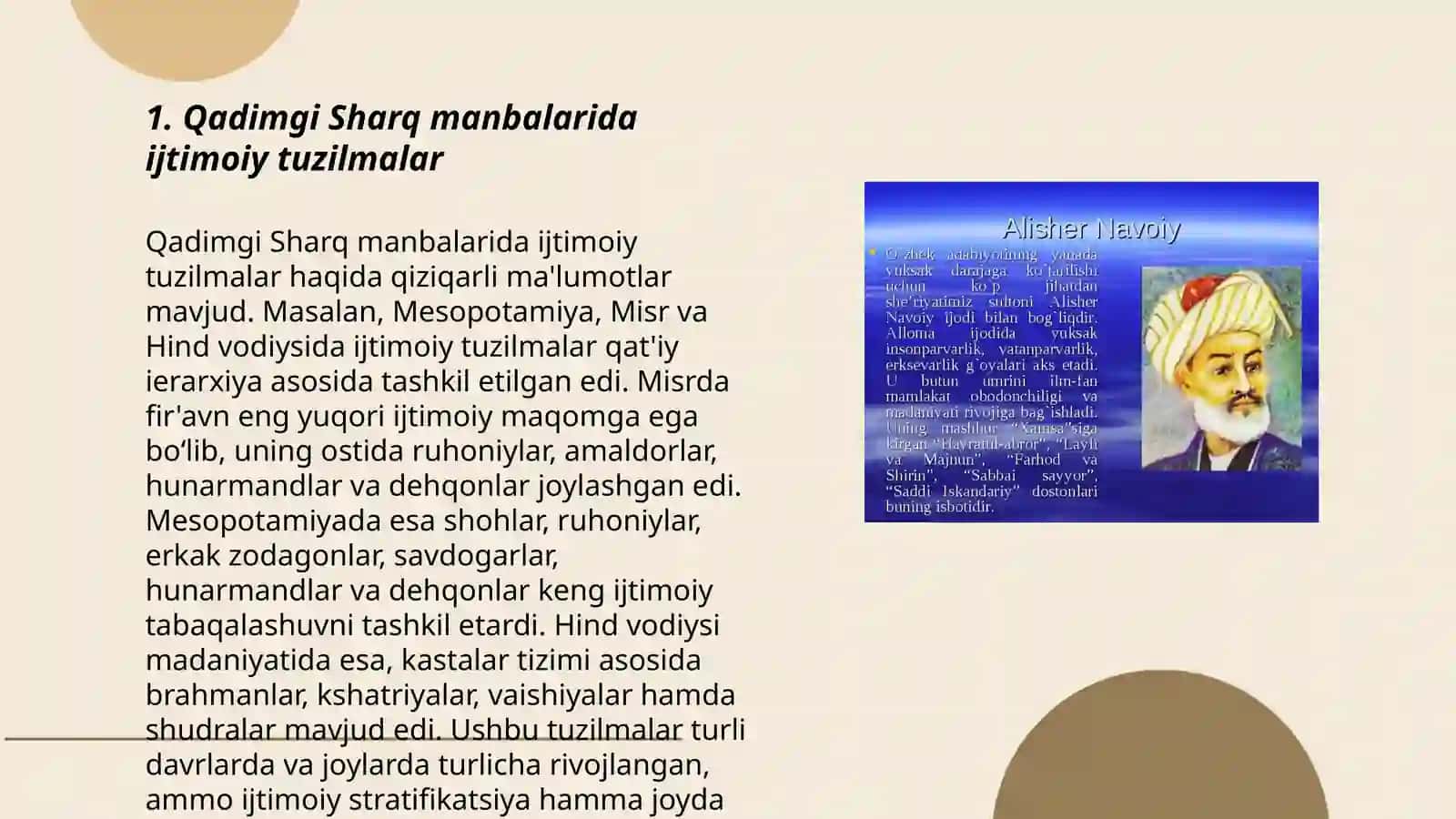 Qadimgi Sharq manbalarida jamiyat va tarbiya haqida qarashlar.Movorounnahrda tarbiya va uning turlari 3