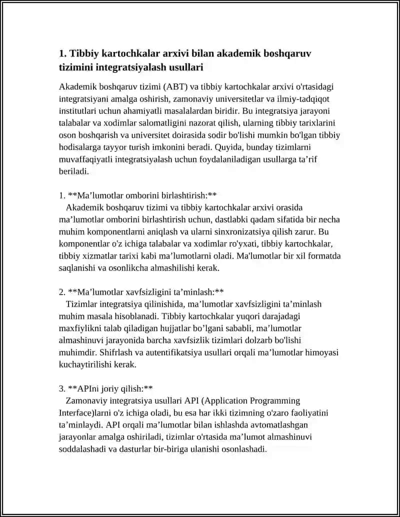 AKADEMIK BOSHQARUV TIZIMI TIBBIY KARTOCHKALAR ARXIVI BILAN KENGAYTIRILGAN 3