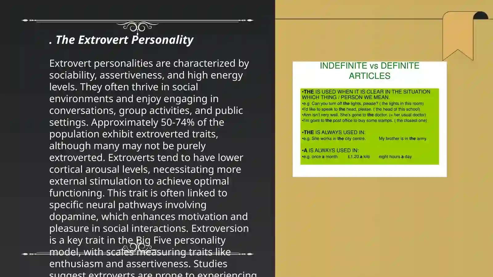 Definite article describe personality 3