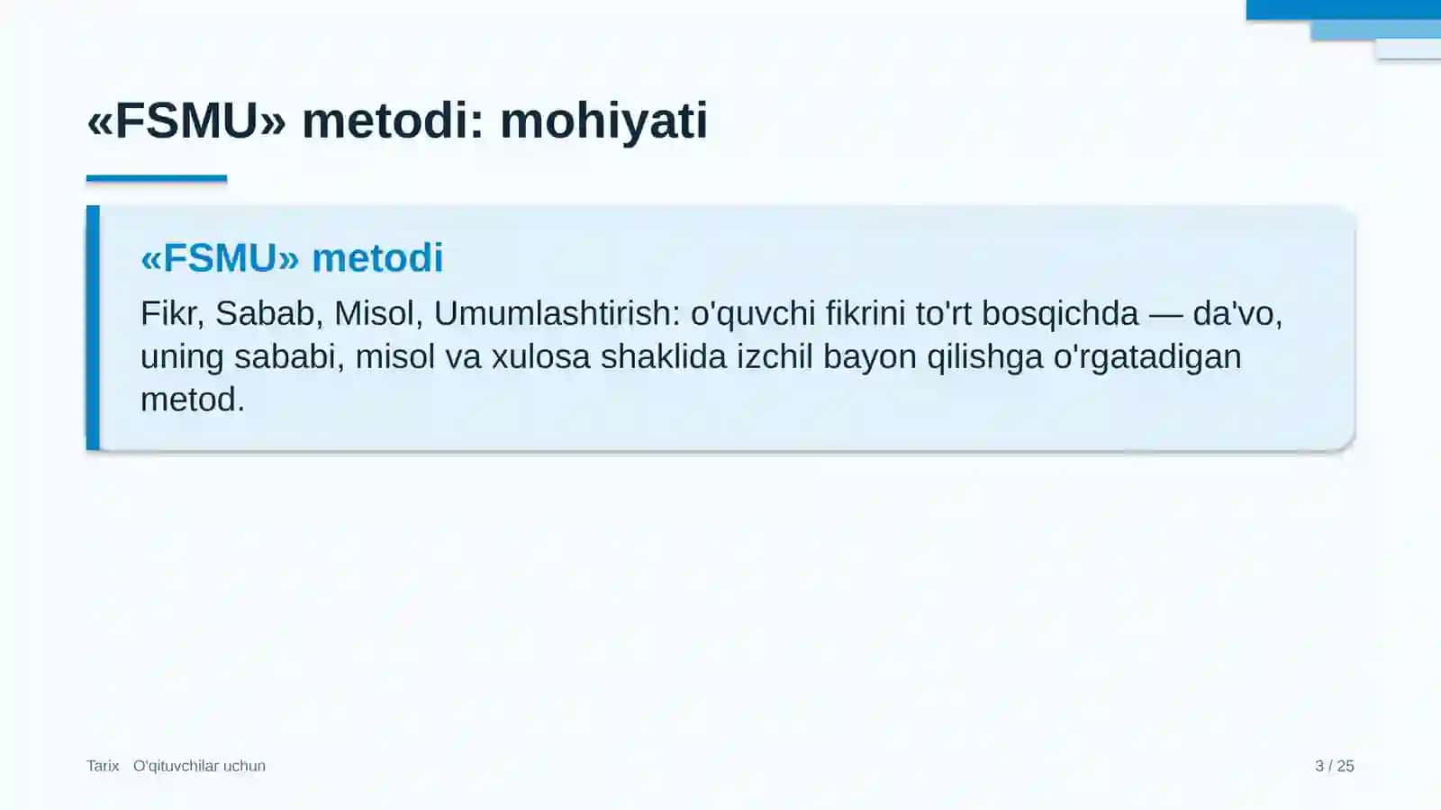 tarix darslarida fsmu metodidan foydalanish 8187 3