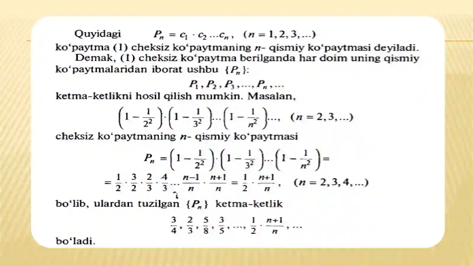 Cheksiz ko'paytmalar 3