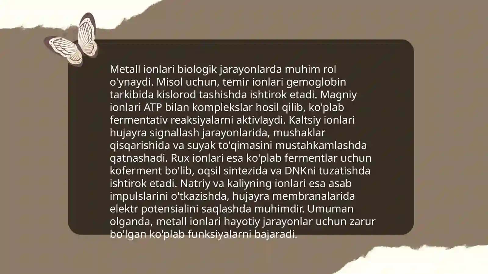 Metall ionlari biologik jarayonlarda muhim roli 3