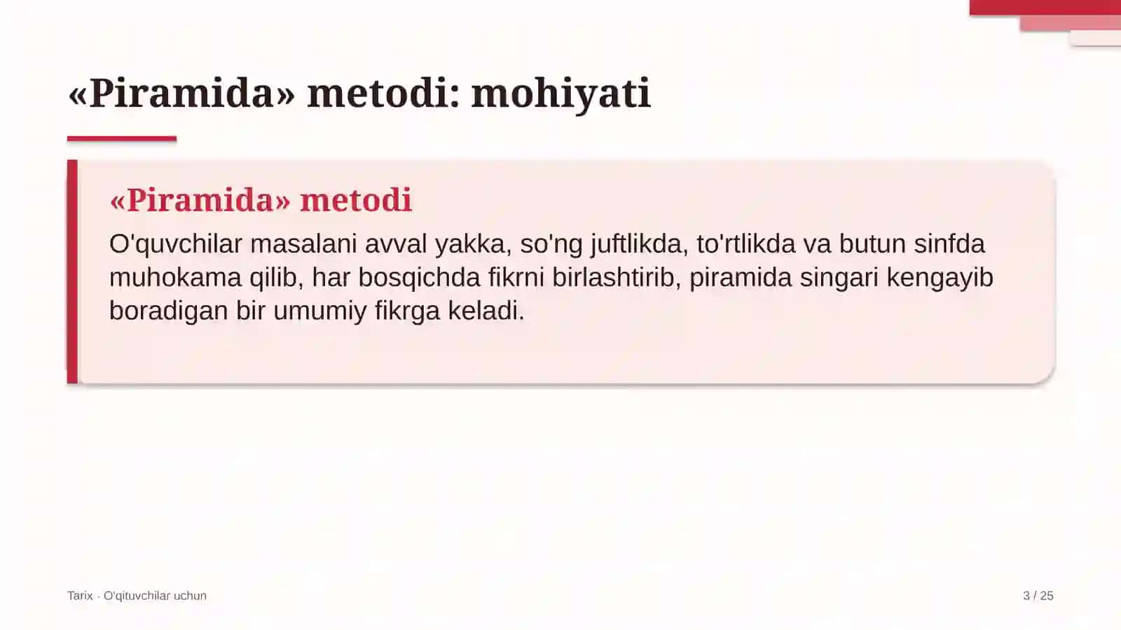 tarix darslarida piramida metodidan foydalanish 1537 3