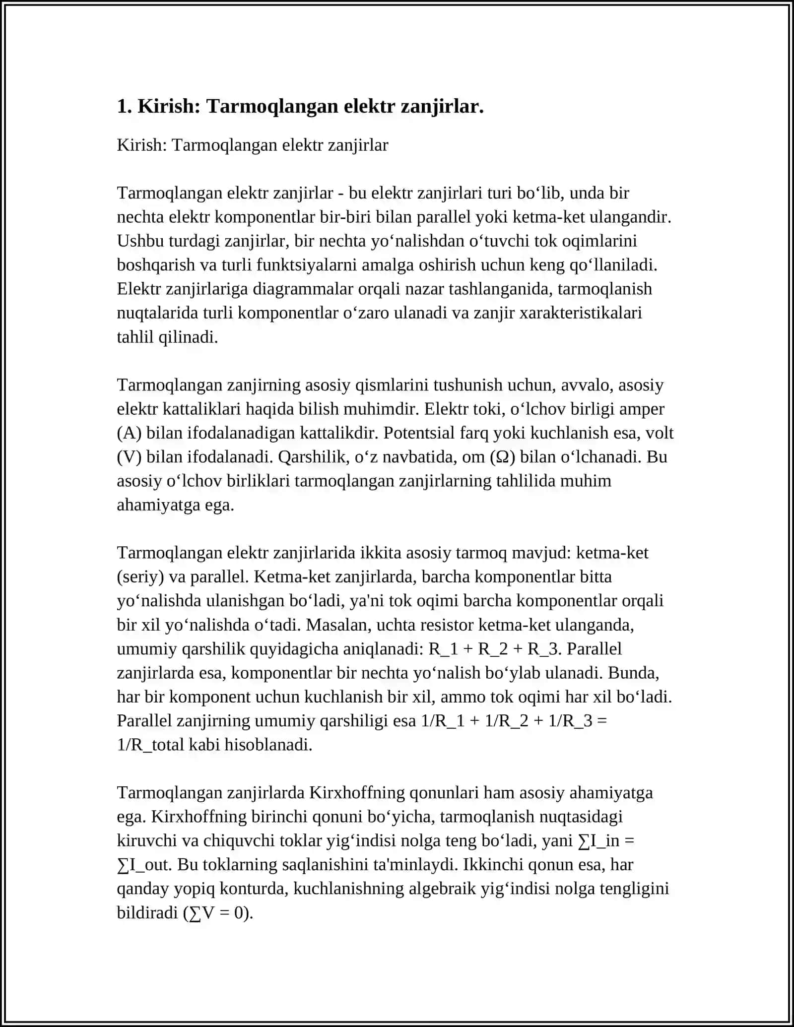 Tarmoqlangan Elektr Zanjirni Hisoblash 3