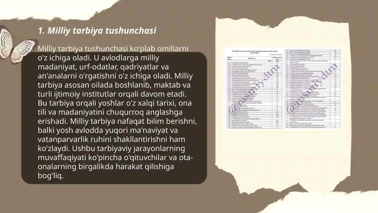 Milliy tarbiya avloddan-avlodga oʻtuvchi milliy madaniyat vositasi ekanligi 3
