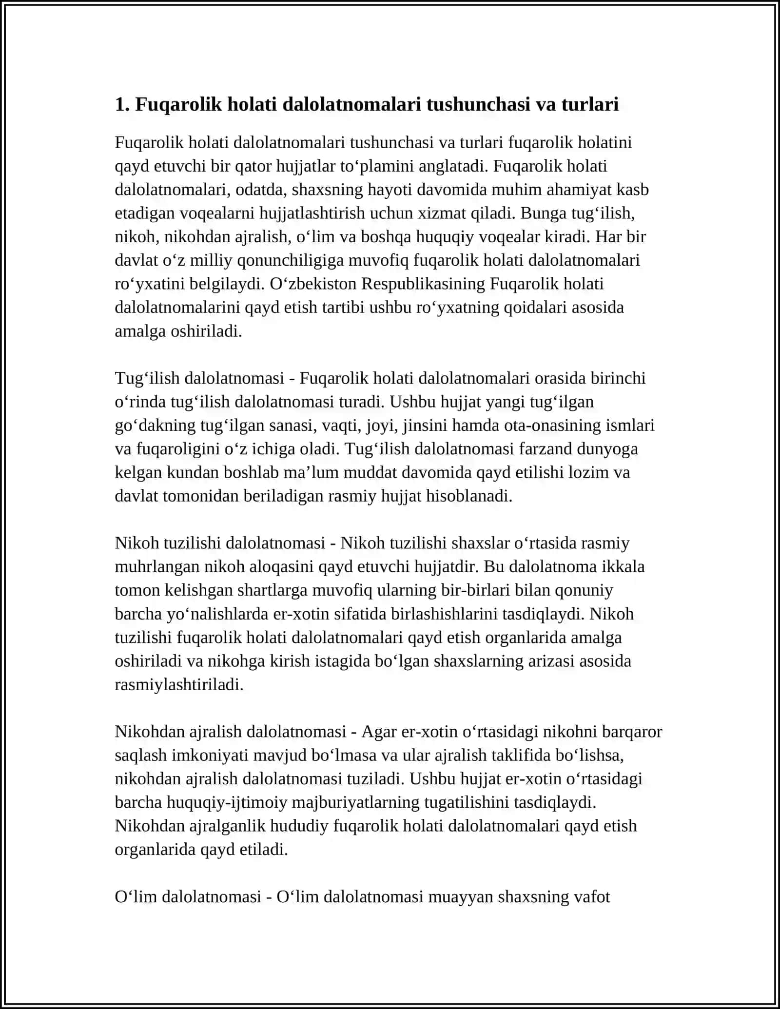 Fuqarolik Holati Dalolatnomalari 3