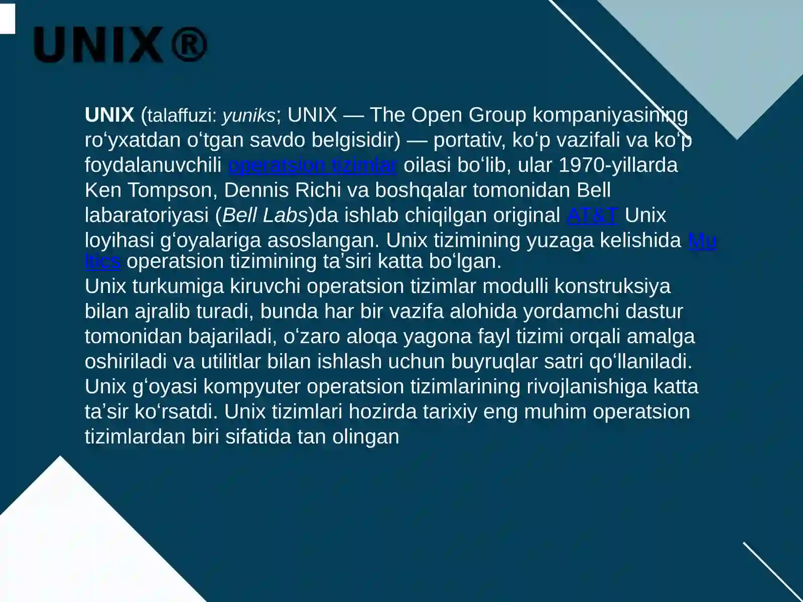 Unix operatsion tizimlari 3