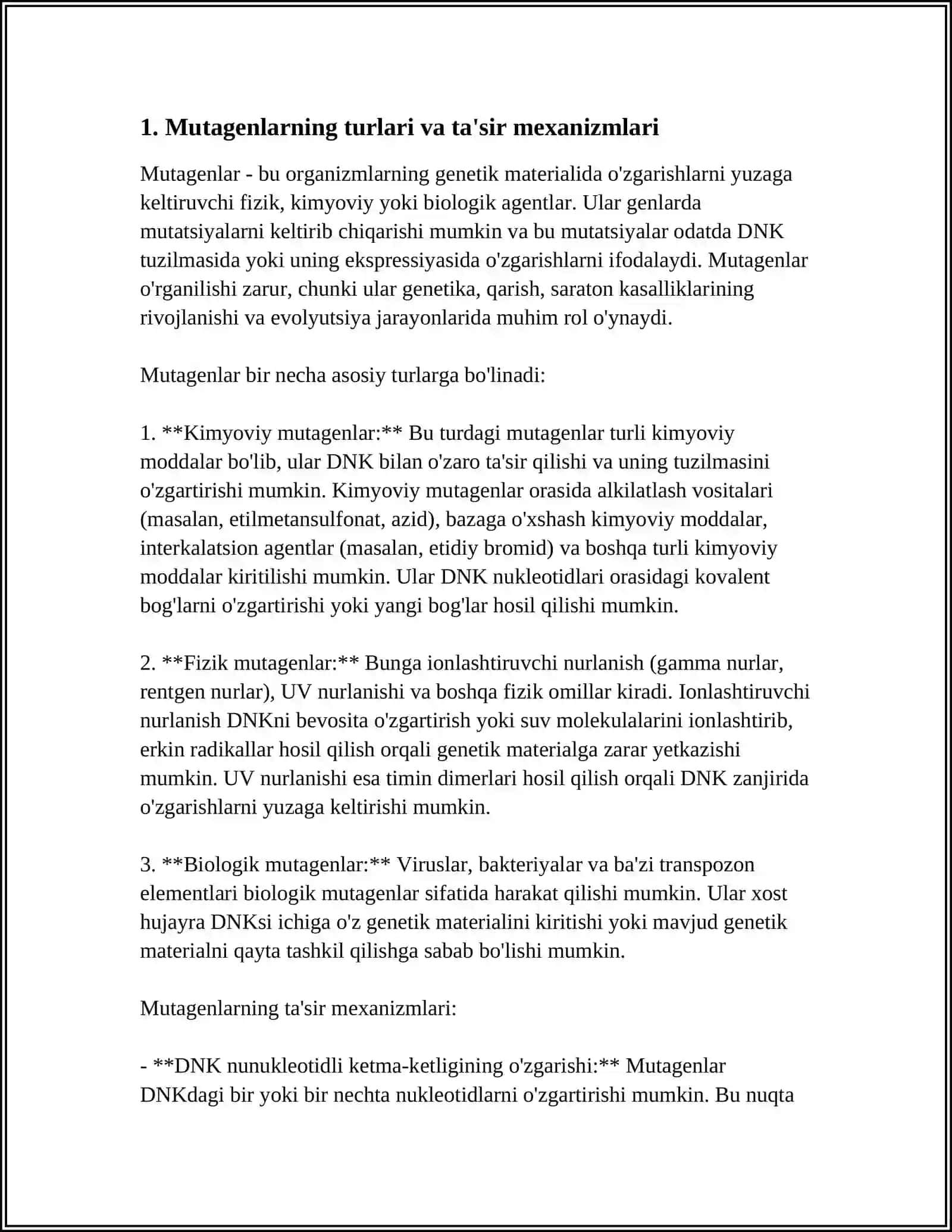ORGANIZMNING MUTAGEN TA'SIRIGA CHIDAMLILIGI. TOMAS MORGANNING XROMOSA NAZARIYASI. JINS GENETIKASI 3