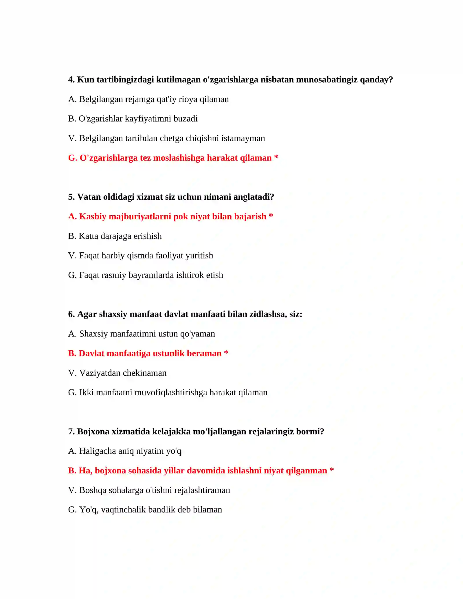 Bojxona ishga kirish test savollari va javoblari Word 3