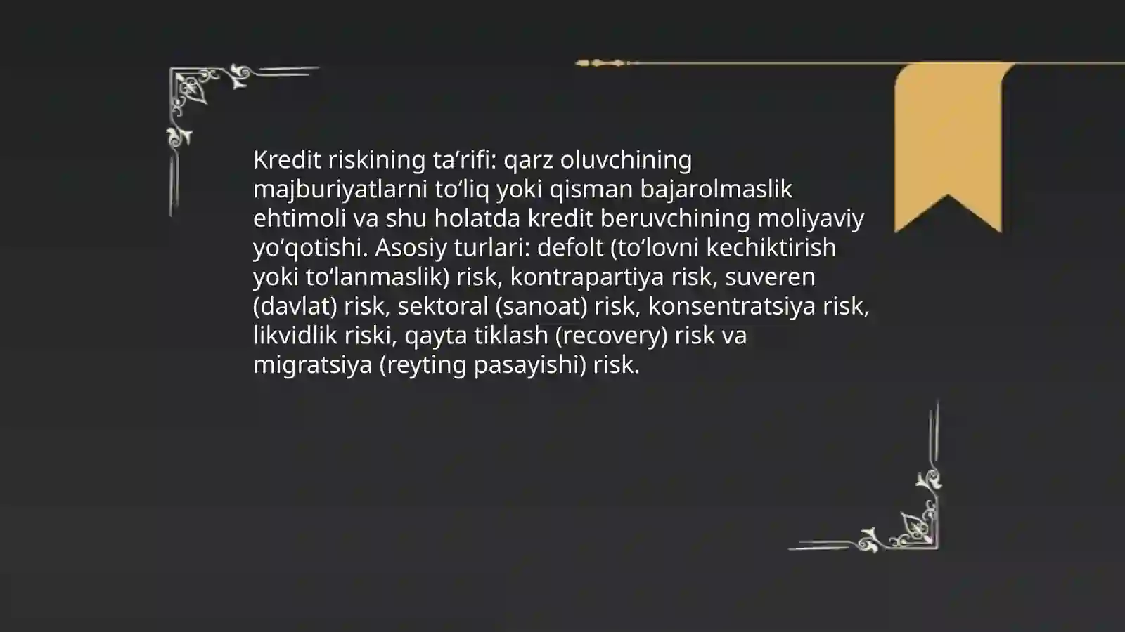 Kredit riskini baholash va reyting tizimlari 3