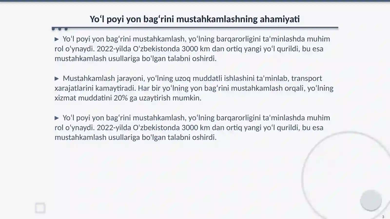 Yoʻl poyi yon bagʻrini mustahkamlashning ilgʻor usullari 3