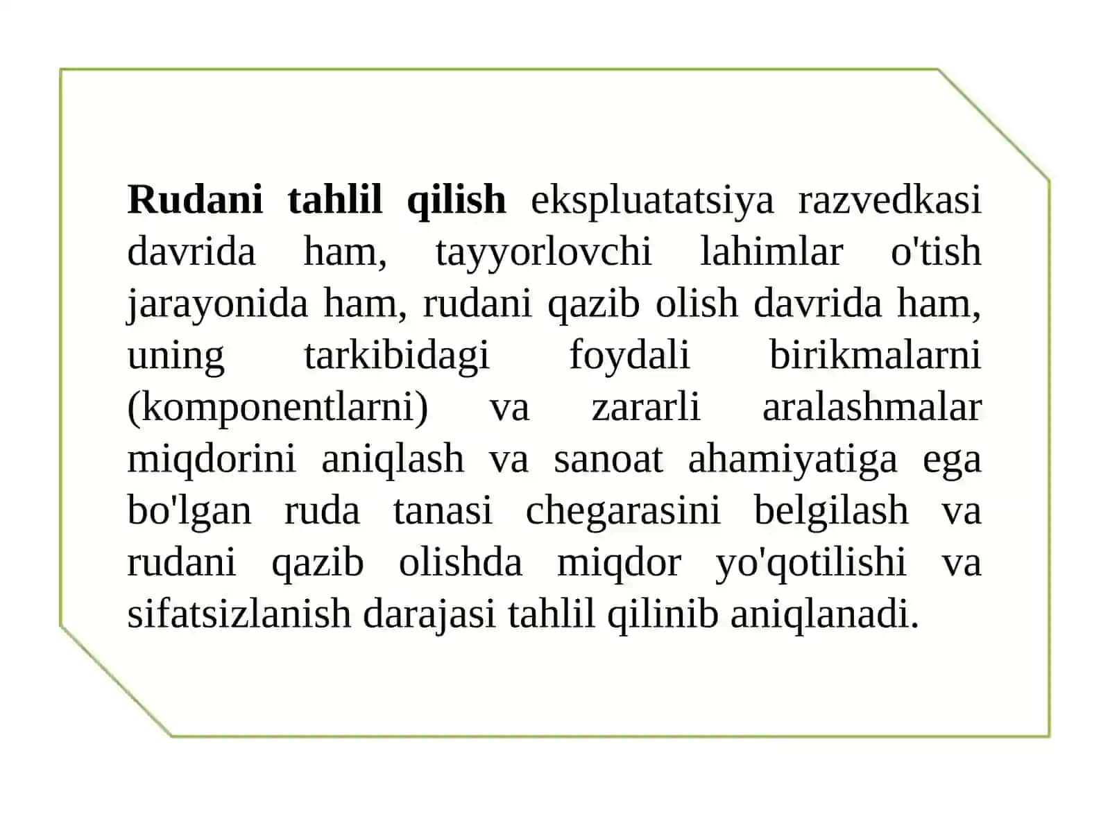 Ekspluatatsiyadavrida razvedka qilish va ruda tarkibining tahlili 3