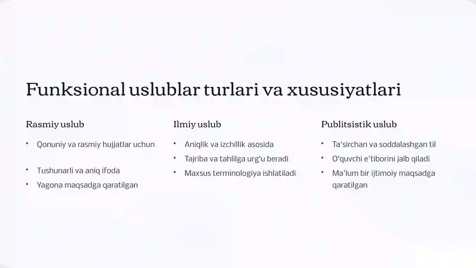 Ish yuritish tili va uslubi Hujjatlar matniga qo‘yiladigan talablar 3