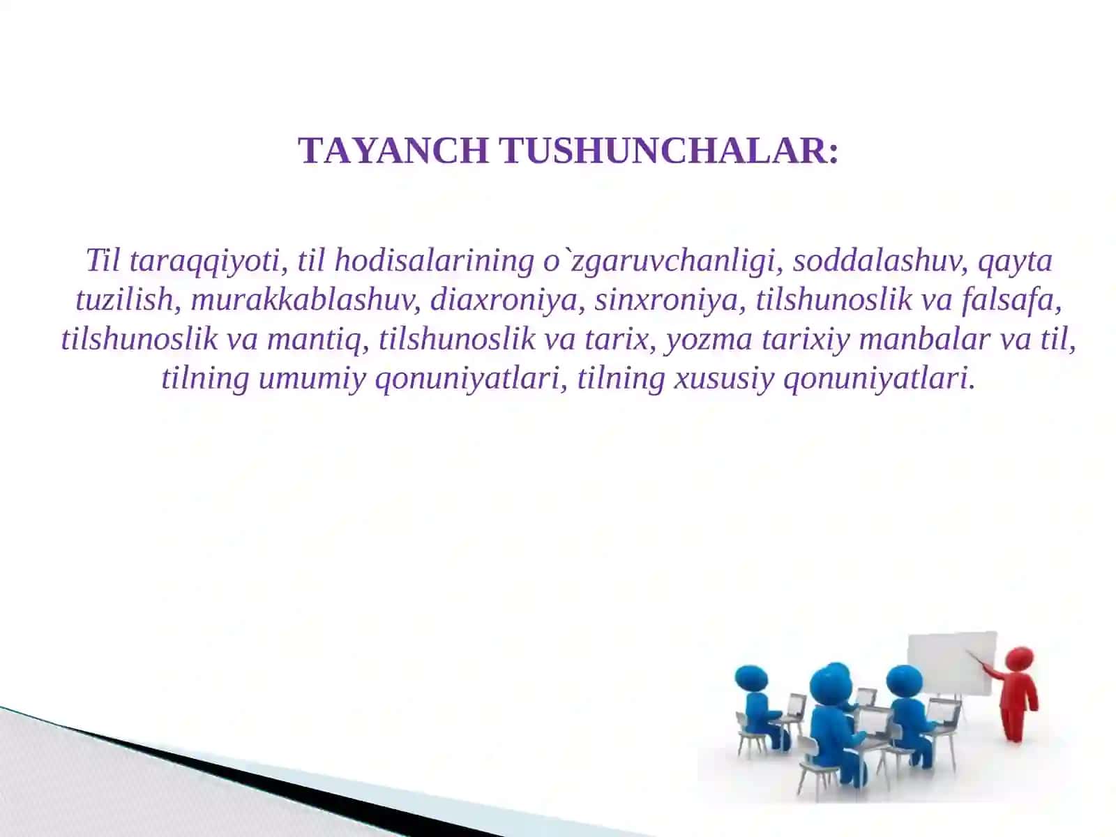 TILNING TARIXIY TARAQQIYOTI VA O`ZGARUVCHANLIGI DUNYO TILLARI TAVSIFI VA TASNIFITILSHUNOSLIK VA BOSHQA FANLAR 3