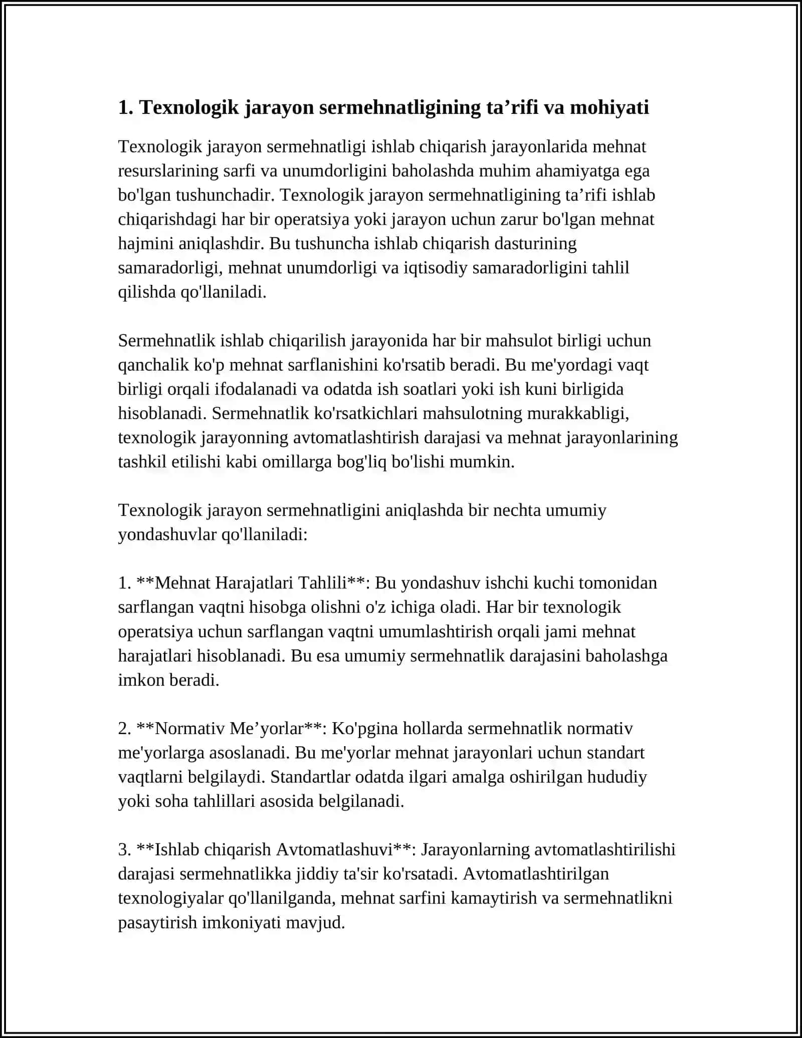 TEXNOLOGIK JARAYONNING SERMEHNATLIGI QANDAY ANIQLANADI? 3