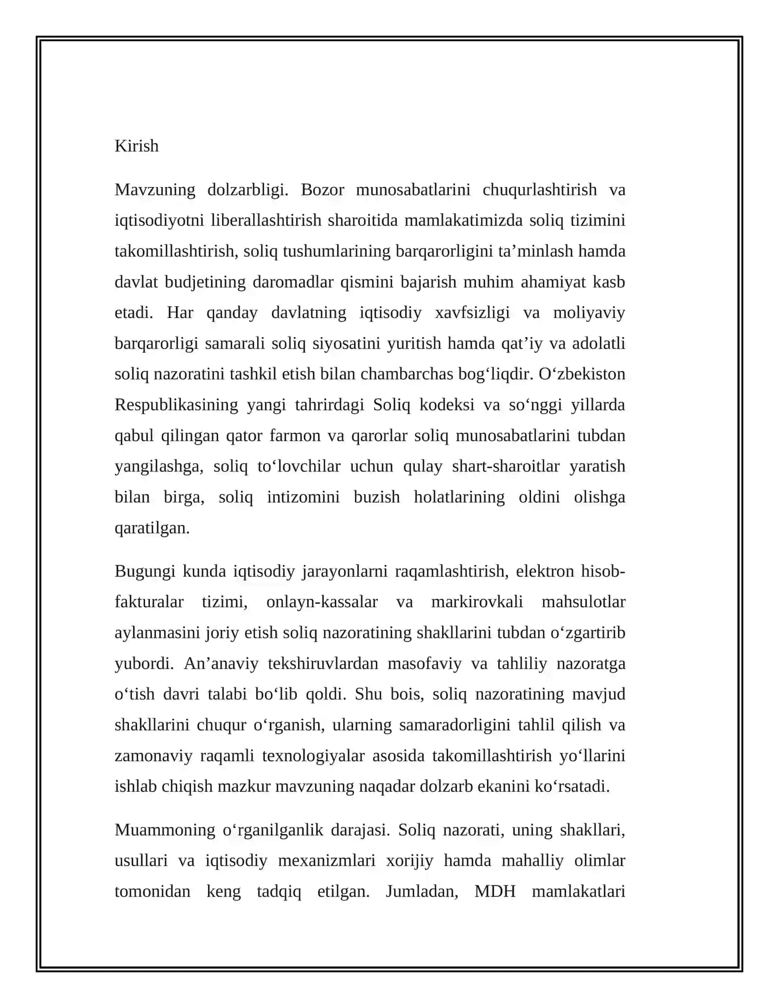 Soliq nazorati shakllarini oʻrganish va tahlil qilish 3