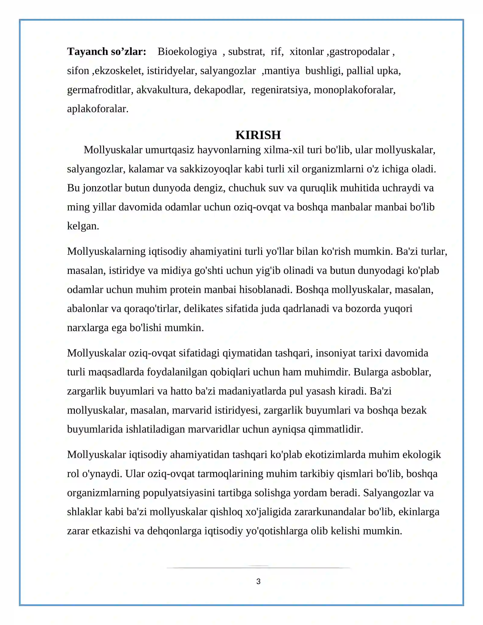 Ovlanadigan mollyuskalar,asosiy turlarining iqtisodiy ahamiyati 3