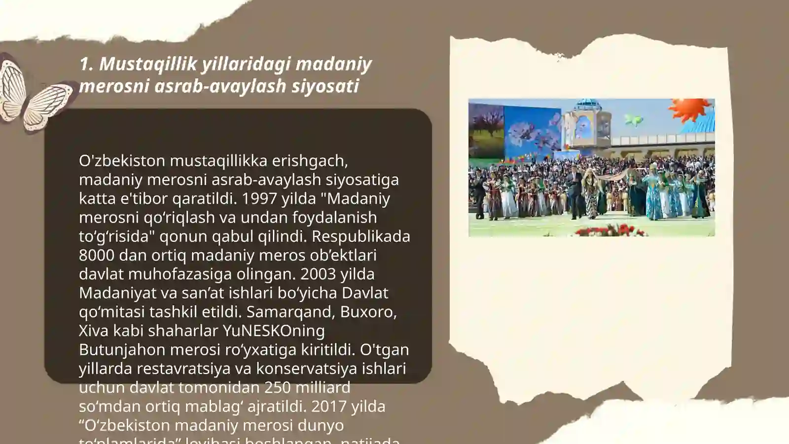 Oʻzbekistonda Mustaqillik Yillarida Ajdodlar Merosi va Milliy Qadriyatlarni Tiklash Borasidagi Davlat Siyosati 3