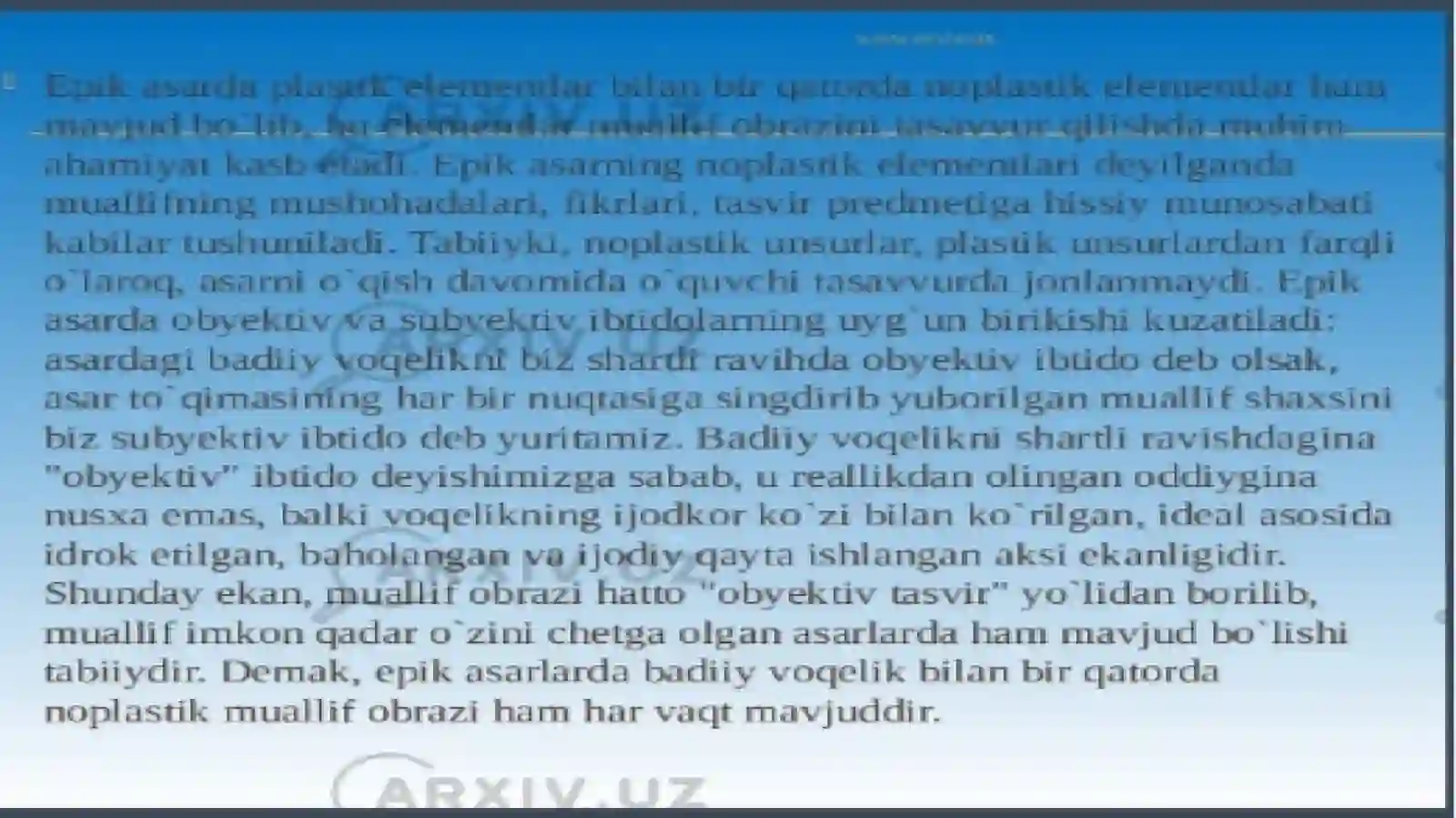 Epos va epik asarlar. Lirika va lirik janrlar. 3