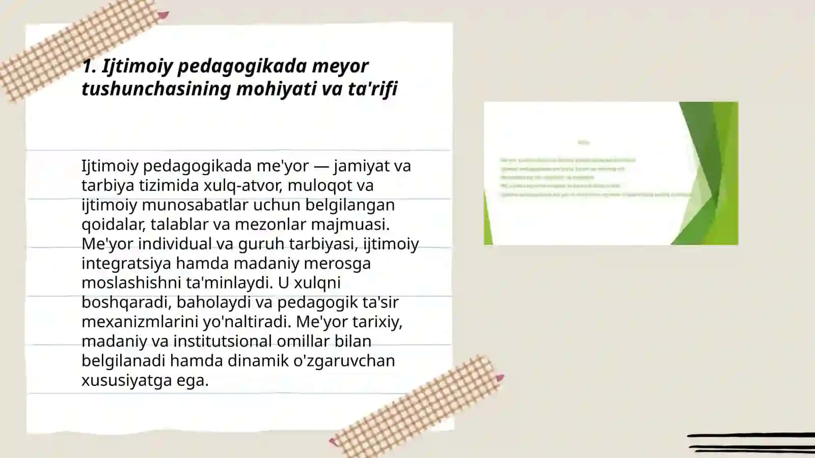 Ijtimoiy pedagogikada meyor va meyordan oğish tushunchasi 3