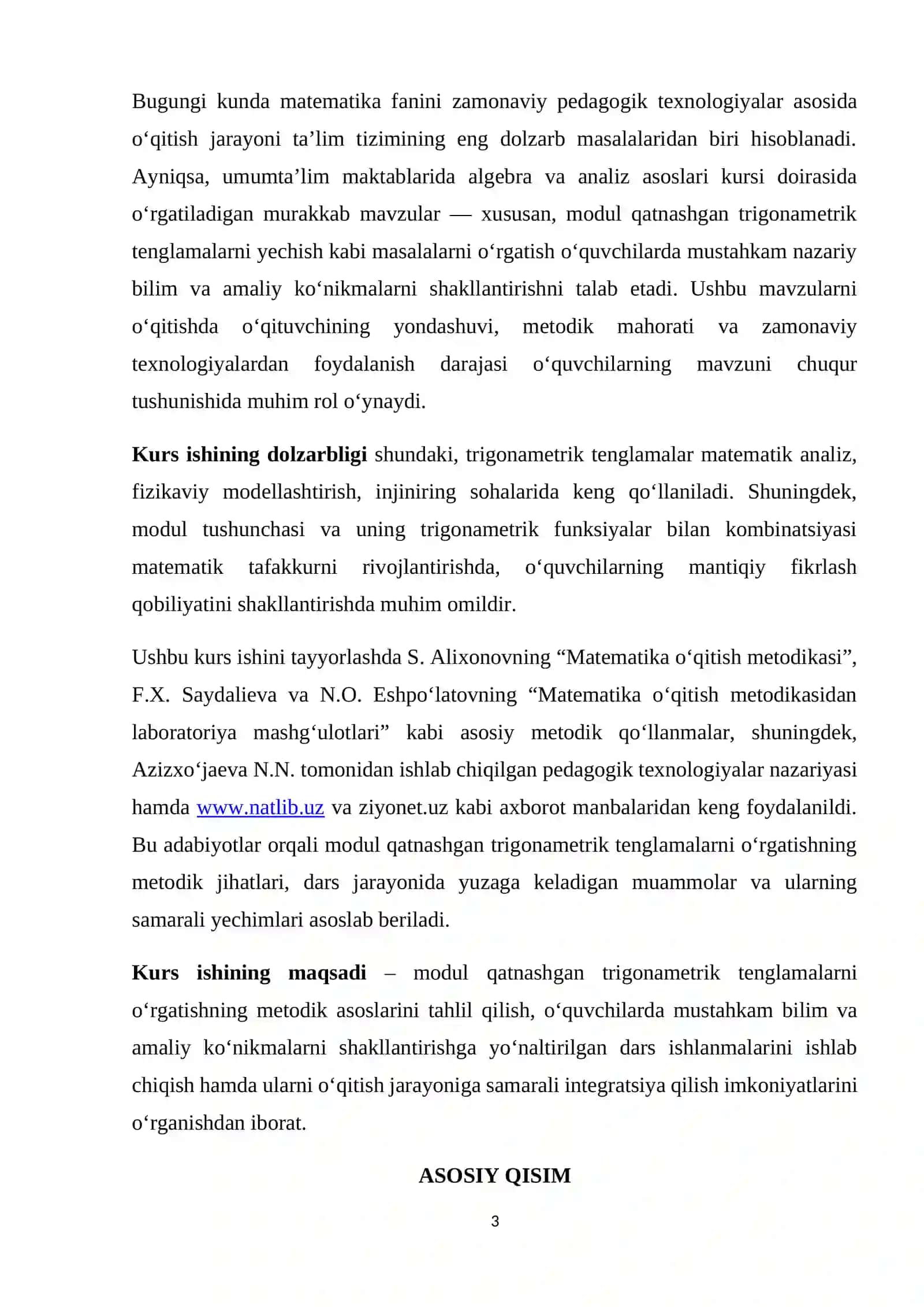 Modul qatnashgan trigonametrik tenglamalarni yechishni o'rgatish usullari 3