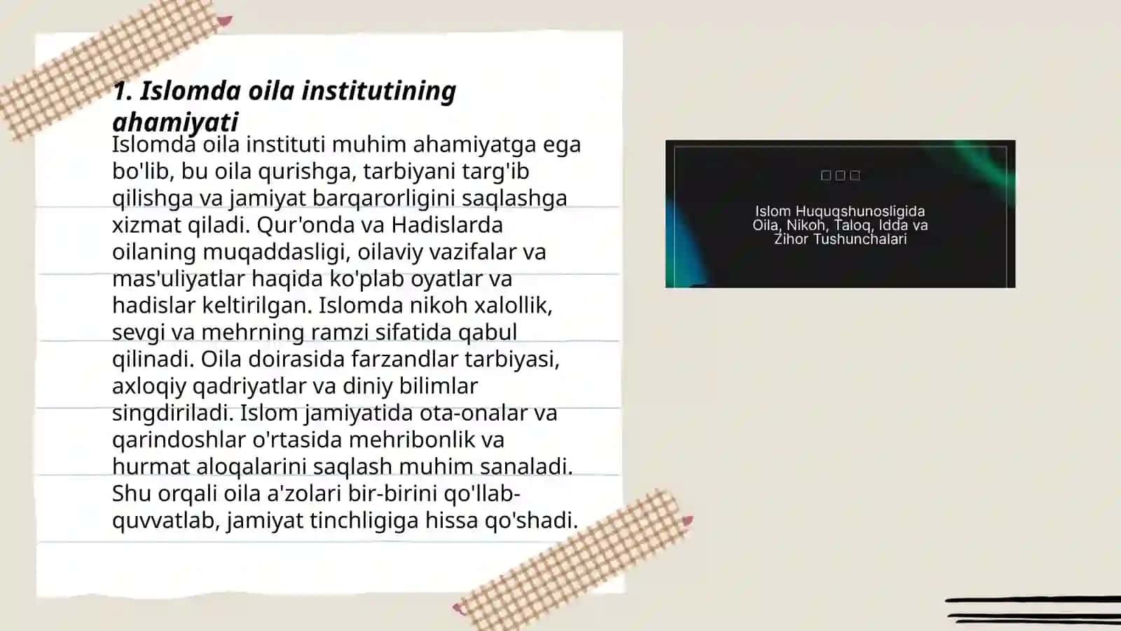 Islom huquqshunosligida oila, nikoh, taloq, idda, zinoh 3