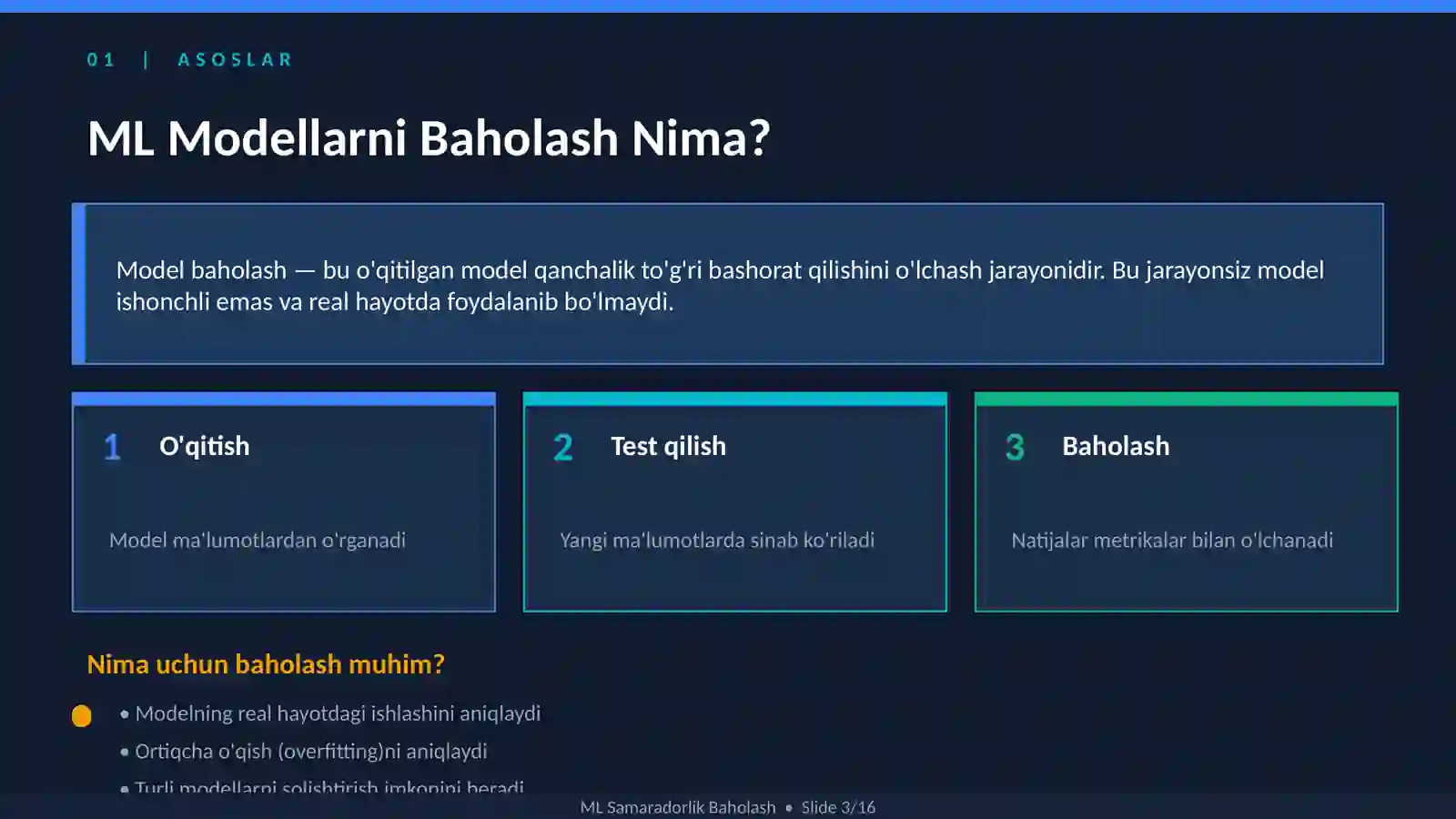 Mashinali O'qitishda Samaradorlikni Baholash 3