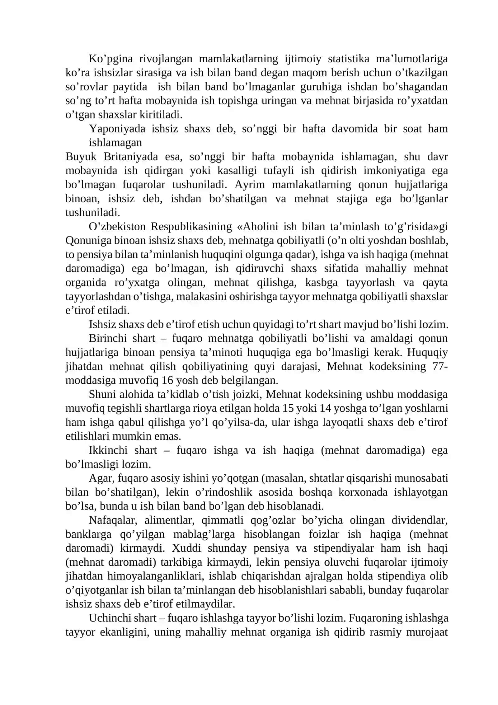Ishsizlik: sаbаblаri, xususiyаtlаri vа uni kаmаytirish yo’llаri 3