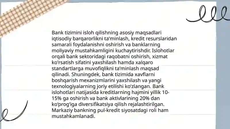 O'zbekiston Respublikasining bank tizimini isloh qilish strategiyasi 3