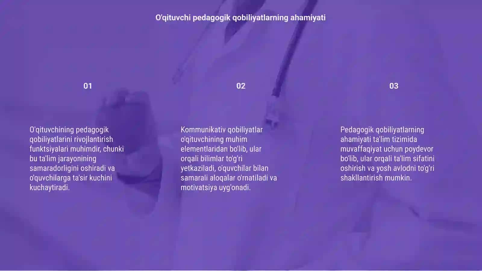 O'qituvchi pedagogik qobiliyatlarini rivojlantirish funktsiyalari 3