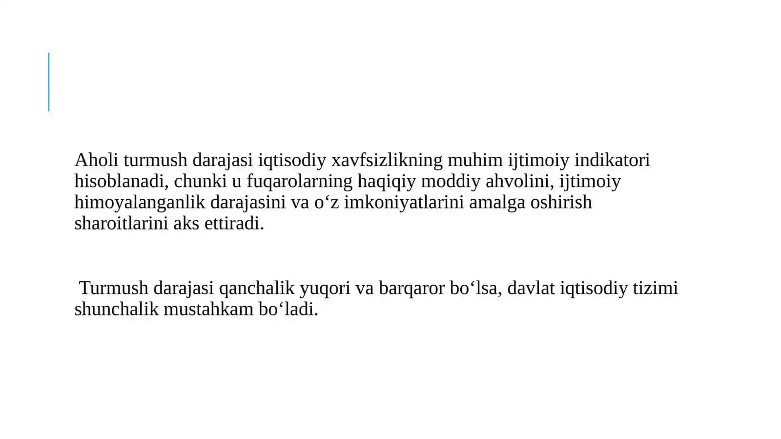 Aholi turmush darajasi iqtisodiy xavfsizlikning ijtimoiy indikatori 3