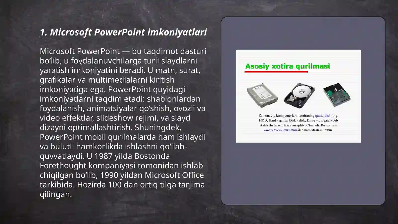 Microsoft PowerPoint imkoniyatlari 3