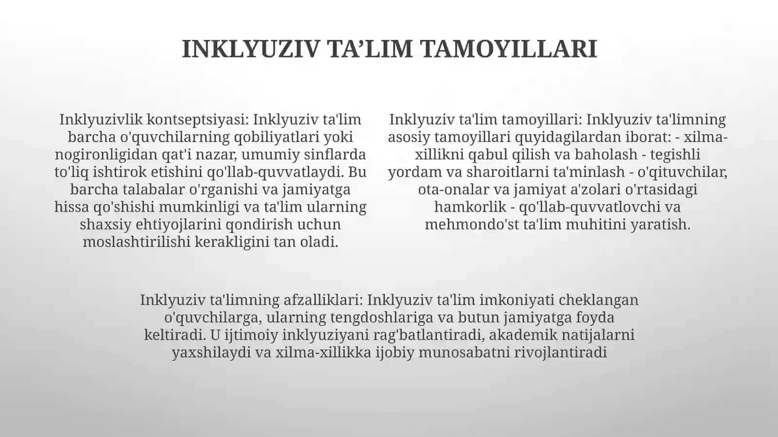 Inklyuziv TaʼLimning Mohiyati Integratsion TaʼLim Va Ijtimoiy Reabilitatsiya 3