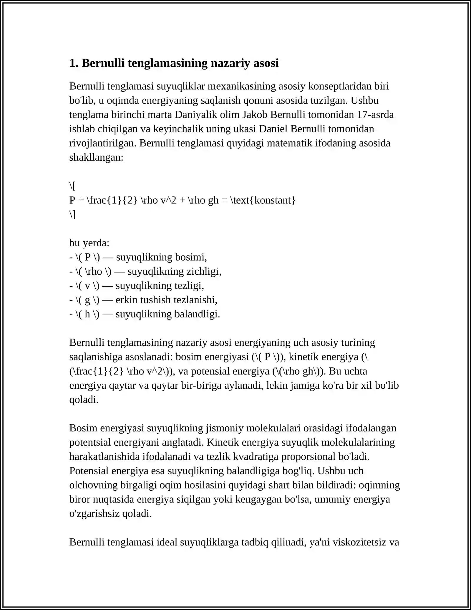 BERNULLI TENGLAMASI 3
