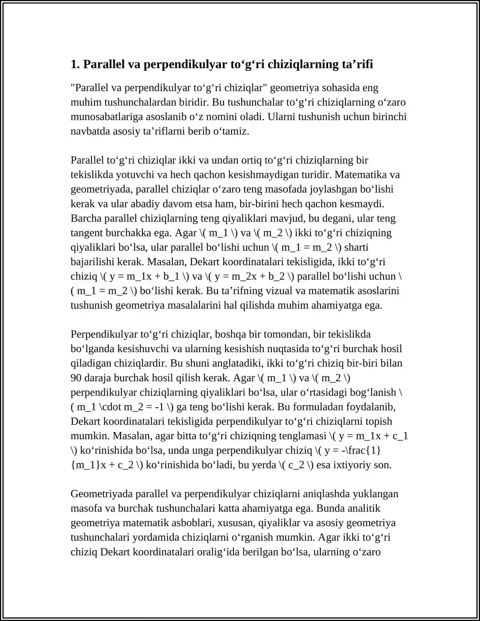 PARALLEL VA PERPENDIKULYAR TOʻGʻRI CHIZIQLAR 3