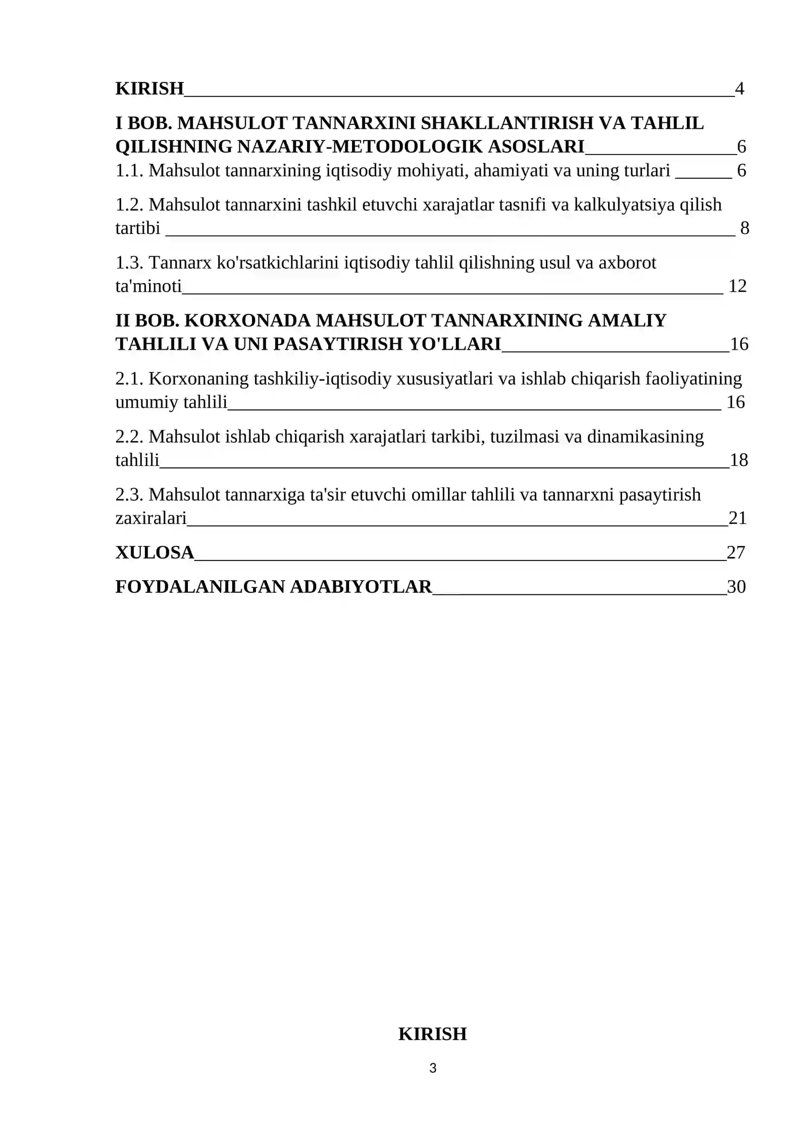 Mahsulot tannarxini tahlil qilish 3
