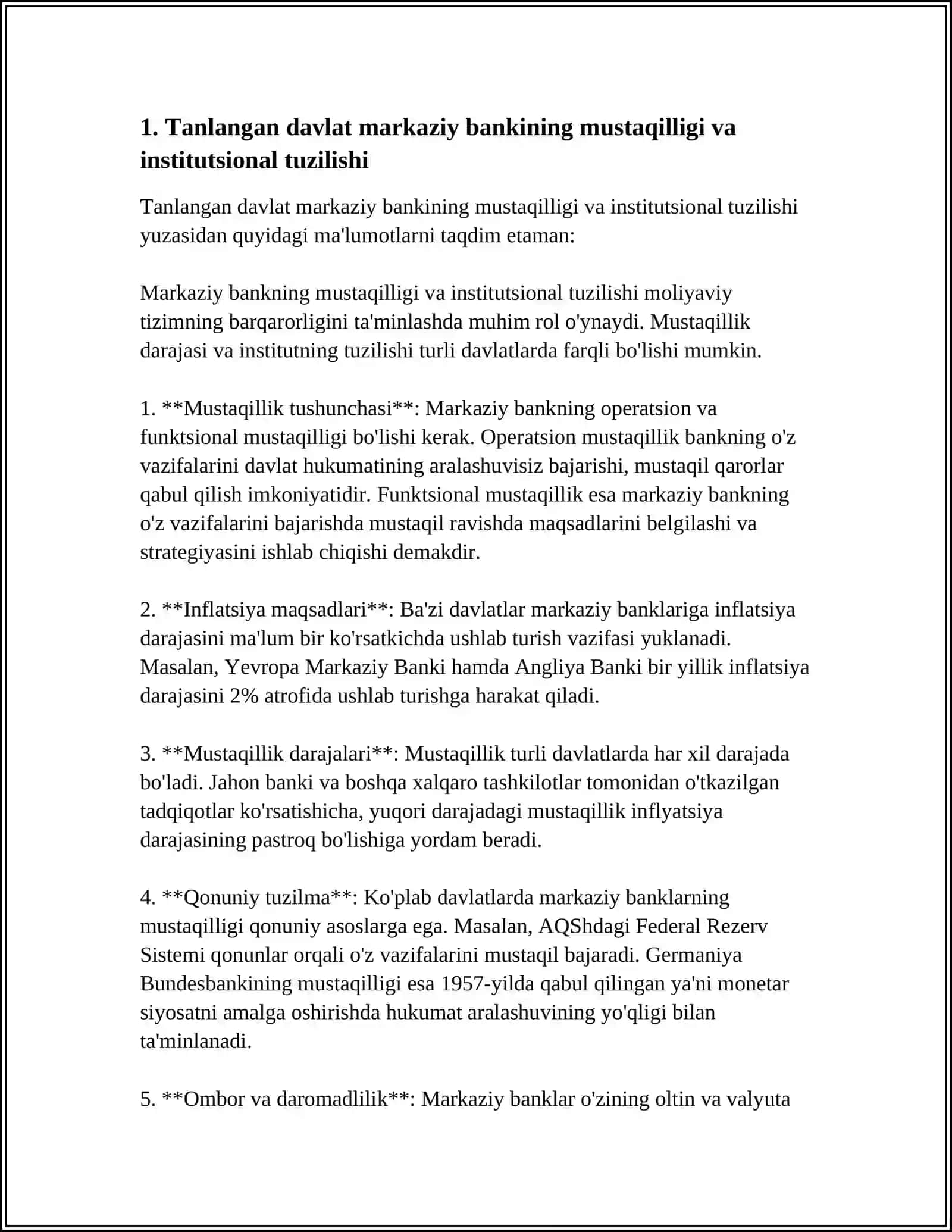 DAVLAT(INDIVIDUAL TANLANGAN)NING PUL KREDIT VA MONETAR SIYOSATI TAHLILI 3