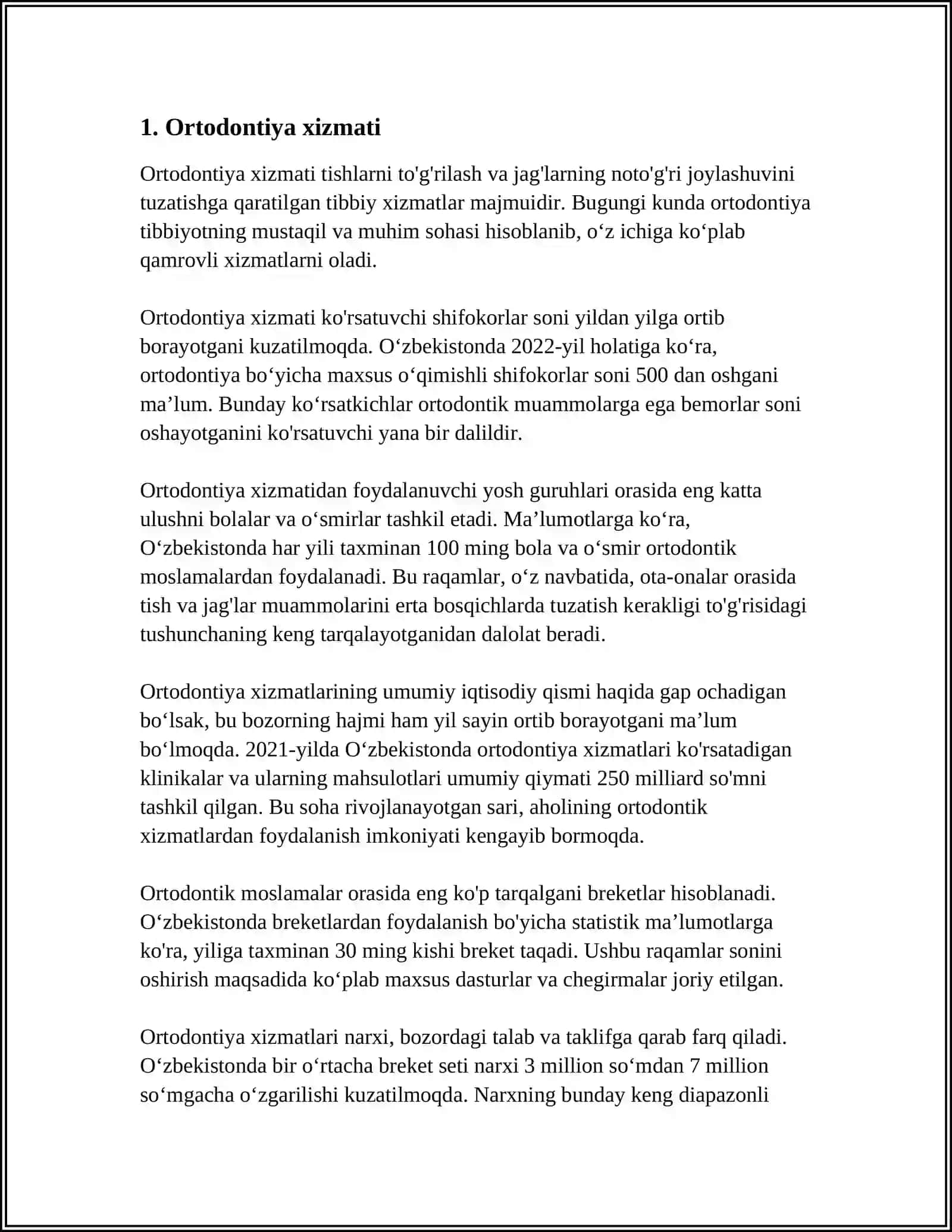 MDH DAVLATLARIDA STOMATOLOGIK XIZMATNING QAYSI TURLARI RIVOJLANGANLIGINI QIYOSIY BAHOLASH 3
