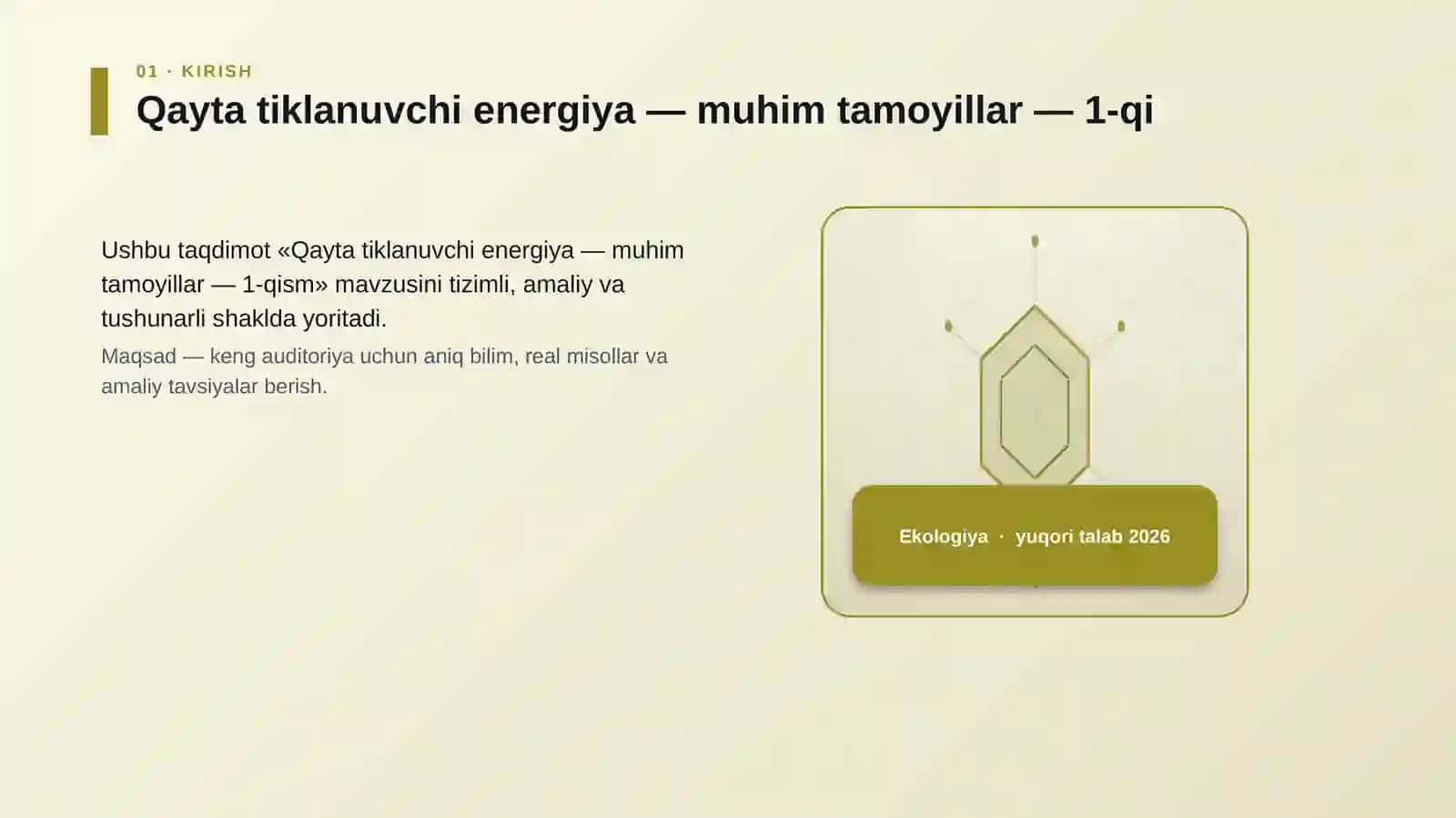 Qayta tiklanuvchi energiya — muhim tamoyillar — 1-qism 3