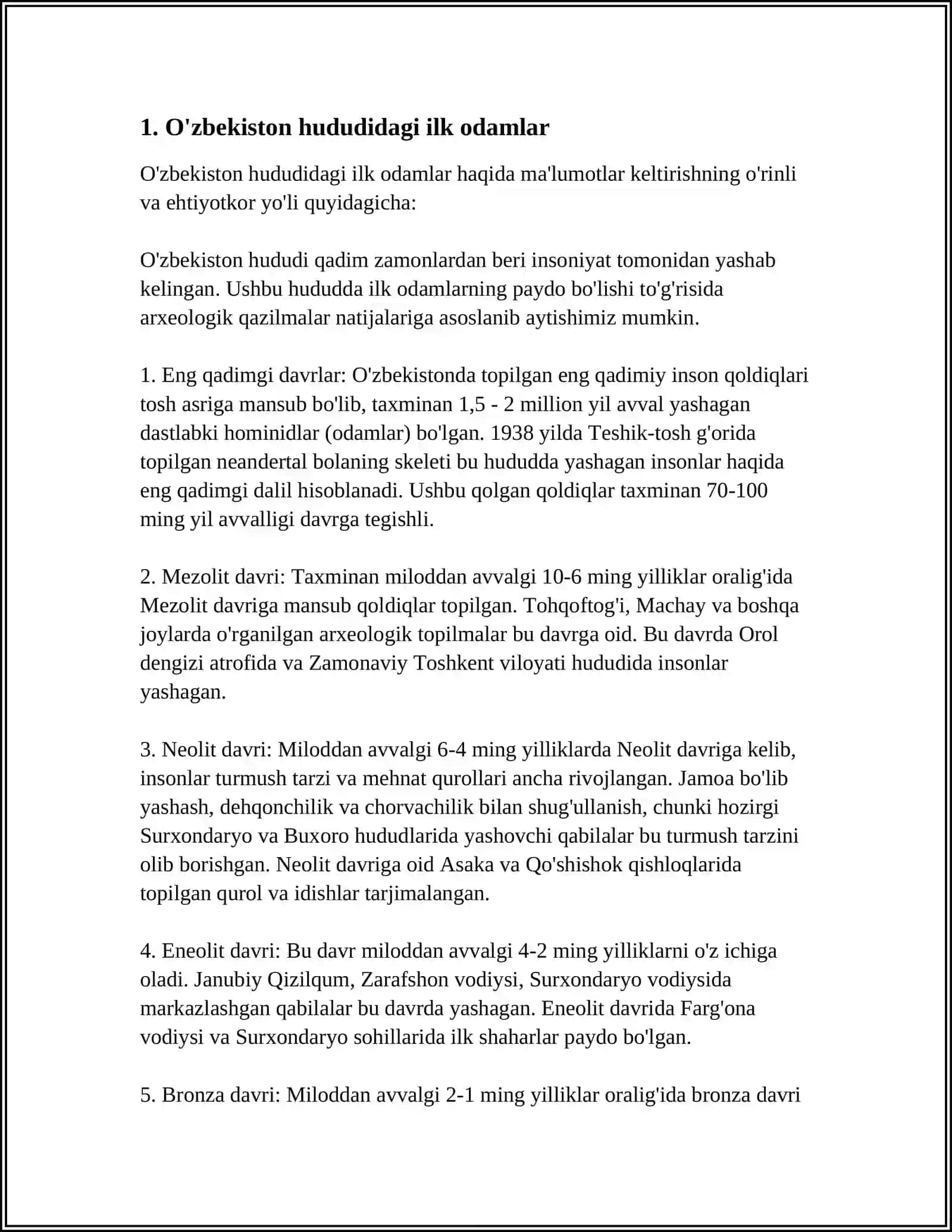 O'ZBEKISTONNING QADIMGI VA O'RTA ASRLAR TARIXI 3