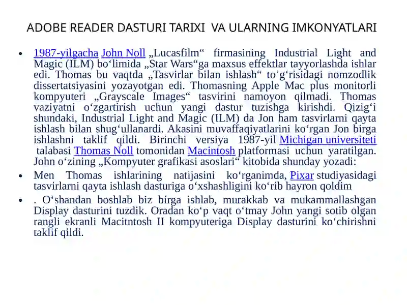 ADOBE READER, FOXIT READER DASTURLARI TARIXI VA ULARNING IMKONYATLARI 3
