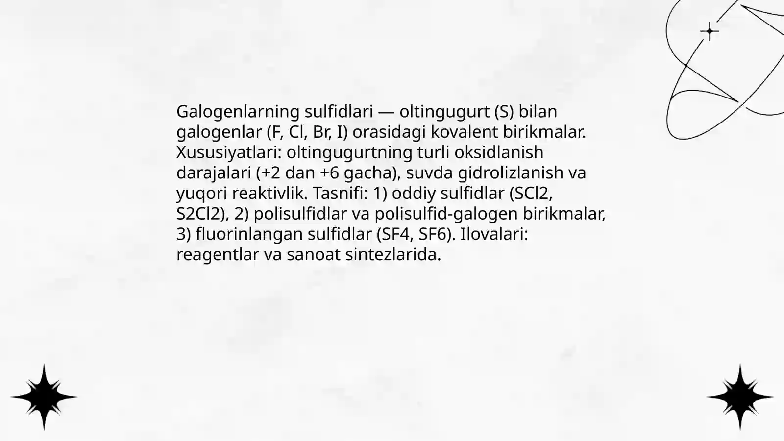 Galogenlarning sulfidlari 3