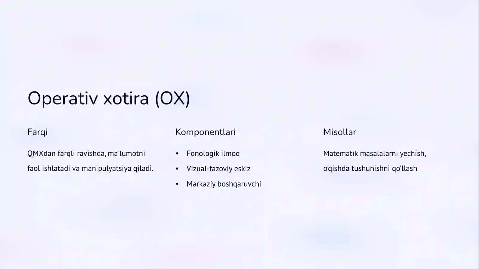 Qisqa muddatli va Operativ xotira 3